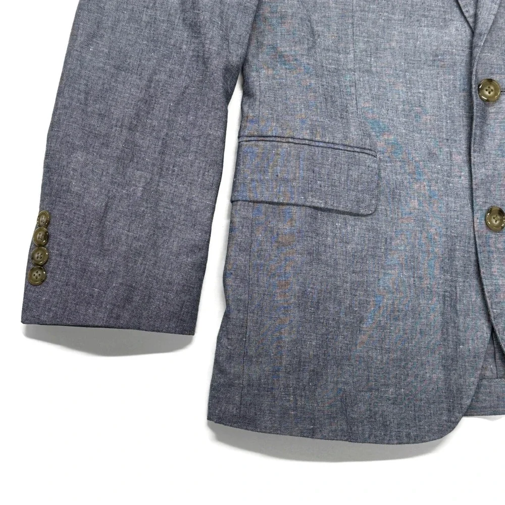 J Crew Ludlow Slim Fit Unstructured Suit Jacket Cotton Linen Blend Mens 36S Gray